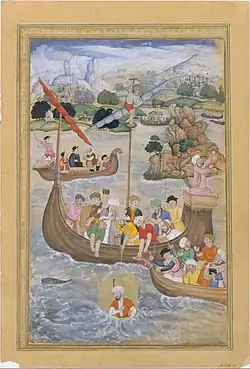 Alexander is Lowered into the Sea, from a Khamsa (Quintet) of Amir Khusrau Dihlavi c. 1597–98, attributed to Mukanda.