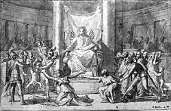 The background figures in this 1648-49 autograph study (now in the École nationale supérieure des beaux-arts) were dropped for the painting itself.[41]