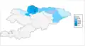 Percentage of Russians in Kyrgyzstan by region