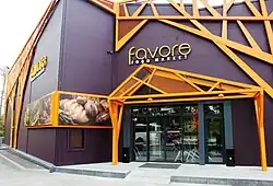 Exterior decoration of the facade of premium supermarket Favore