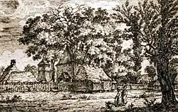 Etching of Greek-Catholic church in Medyka