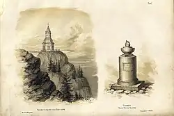 The chapel and monument. A fragment from N. Sorokin's book "Travelling to the Voguls" (1873)