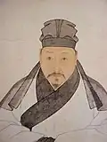 Portrait of a Ming dynasty man wearing fujin.