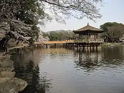 Ukimido Pavilion Nara park Deer in Nara park Ukimidou Pavilion