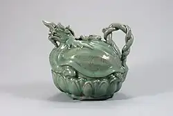 Pitcher in the shape of a Dragon Turtle, Goryeo dynasty, (National Treasure No. 96)