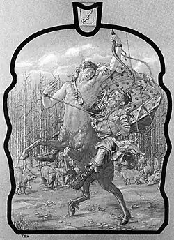 'November Astride the Centaur' drawing for stained glass at Betteshanger House, Kent, 1880s, alluding to Sagittarius and The Faerie Queene