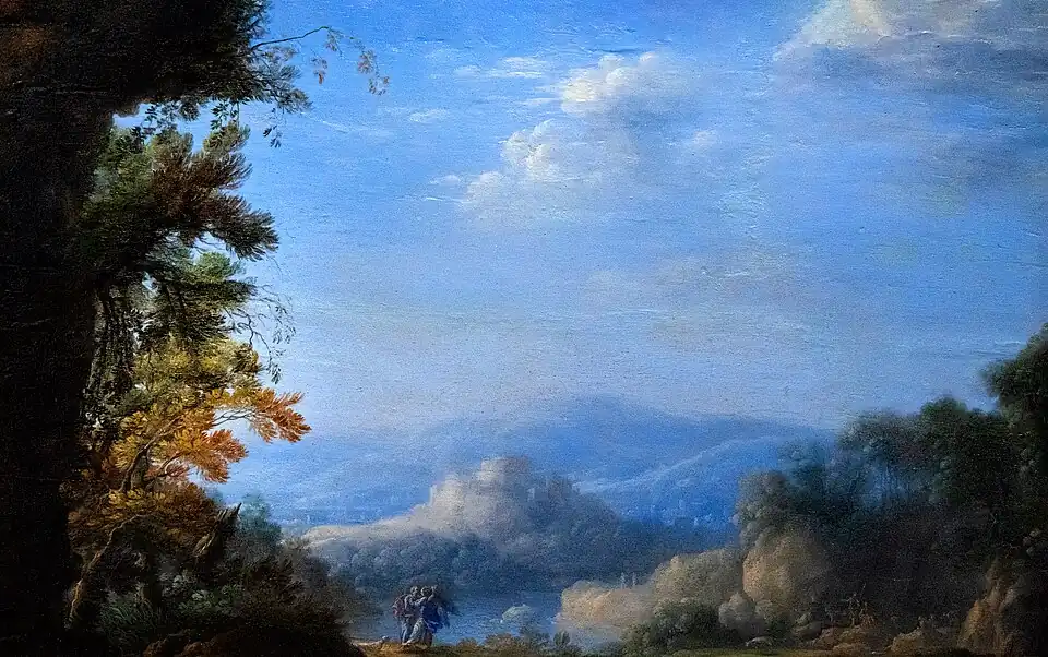 Landscape with Jacob Wrestling the Angel by Pierre Patel (17th Century)