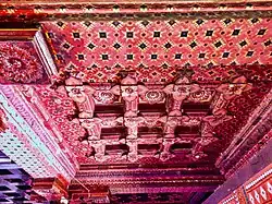 Painted wooden ceiling at Cherrukunnu Annapurneshwari temple