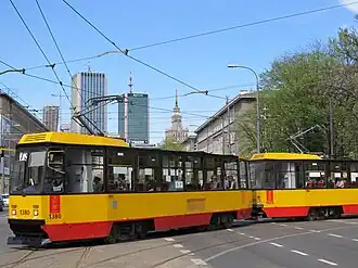 Two-car set Konstal 105Nb #1380 and #1379 in Warsaw