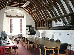 Interior of a building with a vaulted roof