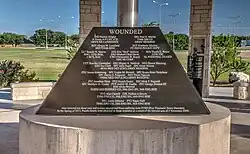 detail of memorial showing the names of the wounded