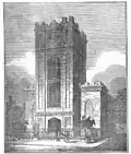 Trinity Church, Summer St. (1829 building). Illustration from American Magazine of Useful and Entertaining Knowledge