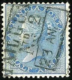 Half anna stamp of British India