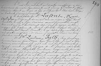 1896.05.05 - Marriage certificate for Henri Adolphe Lafont and Pauline Falb.