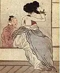Soksokgot, similar to a petticoat, is shown under the woman's skirt (18th century)