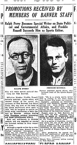 Newspaper clipping with photo of a young man