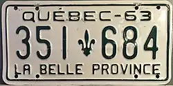 1963 License plate from Quebec