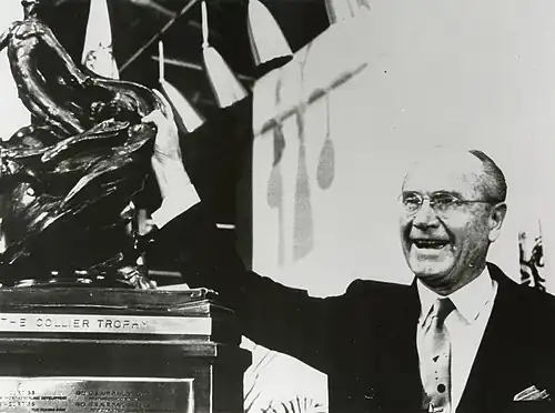 1966 Collier Trophy with James Smith McDonnell Jr. founder of McDonnell Aircraft Corporation for the F-4 Phantom and Project Gemini