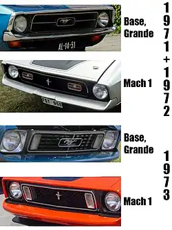 1971–1973 Mustang front end comparison