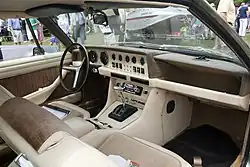 Interior of 1974 Longchamp, with Ford steering wheel and gearshift hardware clearly visible