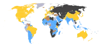 alt=Map displaying countries that won medals during 1984 Summer Olympics.