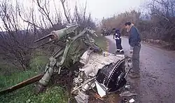 Debris of the second crashed CH-53 helicopter near Dafna
