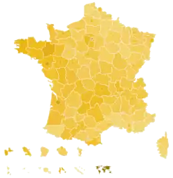 Support for Macron by department and major city