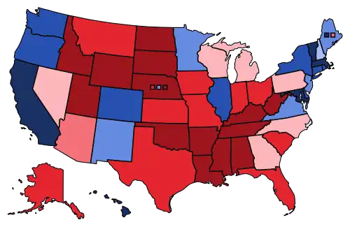 Map of states by PVI (as of the 2024 election)