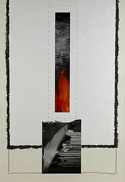Landscape Probe III, photograph, cardboard, stapled collage, 1997