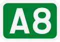 A8 motorway shield}}