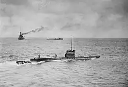 The submarine AE1 with other Australian ships off Rossel Island on 9 September 1914. On 14 September it disappeared during a patrol off Rabaul.