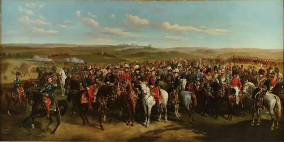 His painting of "The meeting of Prince Albert and Emperor Napoleon III on the Heights of Boulogne, 8 September 1854", formerly in the collection of billionaire Christopher Forbes, was sold in France in 2016 for €33,000.[15]