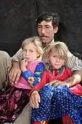 A Yörük father with his daughter and son in Balkusan, Karaman Province
