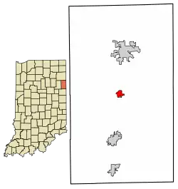 Location of Monroe in Adams County, Indiana.