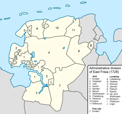 Map of the County of East Frisia