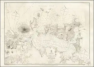 Auckland Harbour, Surveyed by Stokes and Commander B. Drury in Acheron, 1849-1855