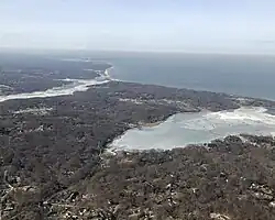 Nissequogue and its surroundings, as seen from the air in 2019, looking northwest.