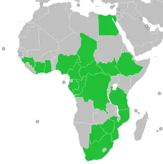 A coloured map of the countries of Africa