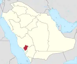 Map of Saudi Arabia with Al-Baha highlighted