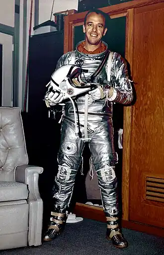 Alan Shepard in his MR-3 spacesuit