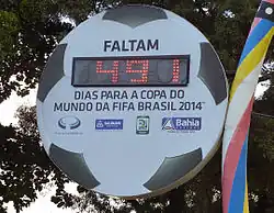 Football-shaped clock counting down the days to the World Cup