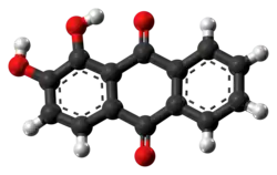 Ball-and-stick model of alizarin
