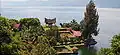 View of the lake with an example of Batak architecture in the foreground