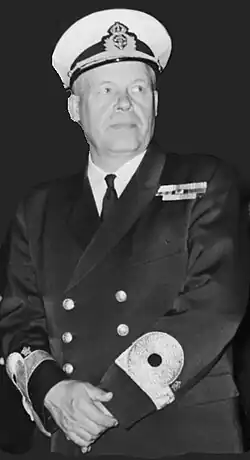 Rear Admiral Sten Swedlund with old sleeve insignia for a rear admiral (1972–2003)