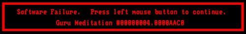Simulation of the Guru Meditation error message