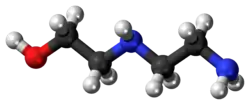 Ball-and-stick model of the aminoethylethanolamine molecule