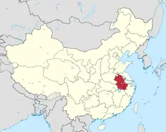 Map showing the location of Anhui within China