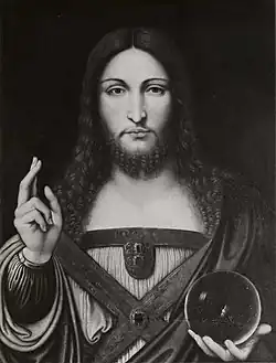 Follower of Leonardo da Vinci, Salvator Mundi (Cristo Redentore benedicente; early 16th century), Worsley Collection.