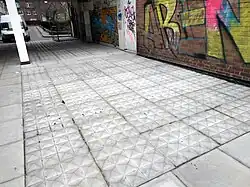 Floor spikes in Shoreditch, London, U.K, designed to prevent people from sleeping on the ground.
