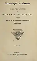 Archaeologia Cambrensis Vol. I (1846) cover page
